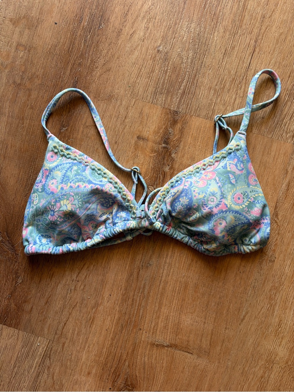 Hollister Pastel Floral Paisley Beaded Bikini Top